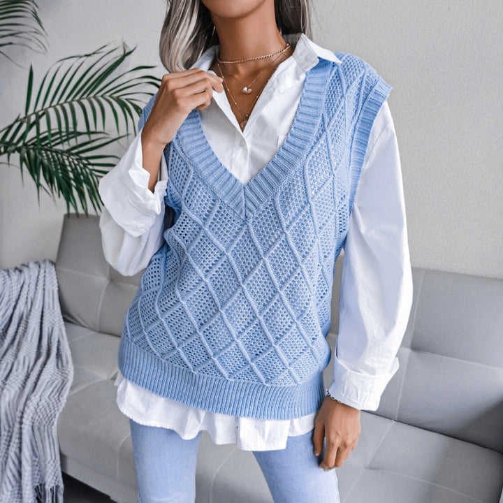 Women Diamond Knit Sweater Vest Artisio