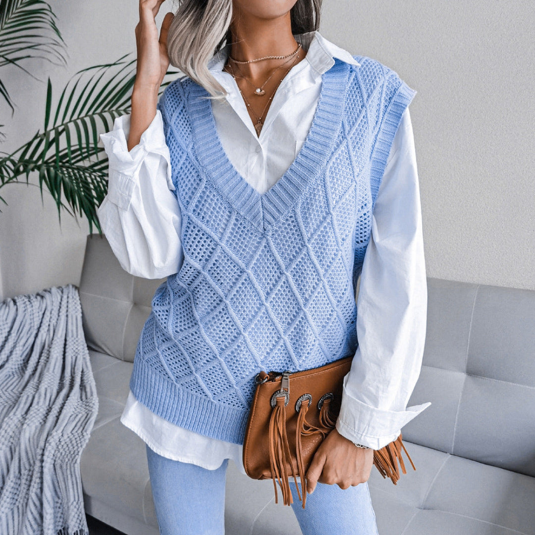 Women Diamond Knit Sweater Vest Artisio