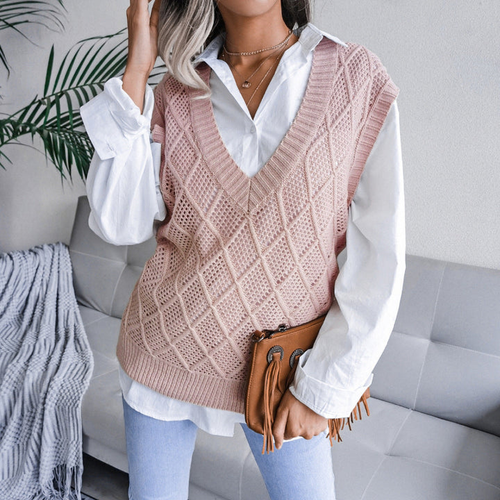 Women Diamond Knit Sweater Vest Artisio
