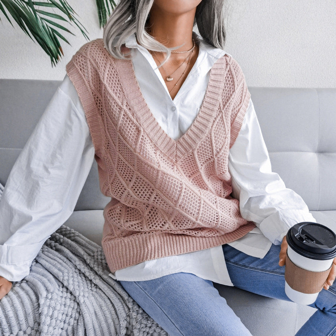 Women Diamond Knit Sweater Vest Artisio