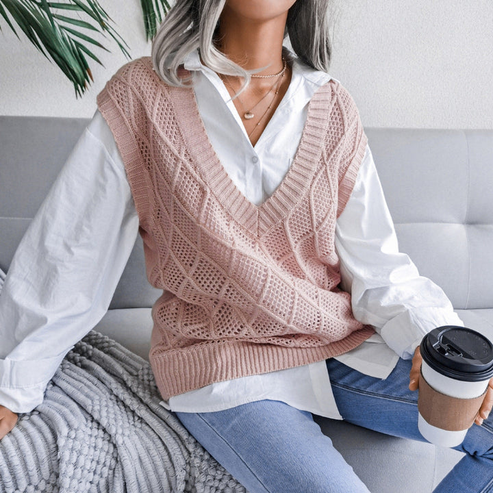 Women Diamond Knit Sweater Vest Artisio