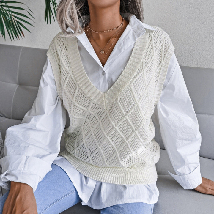Women Diamond Knit Sweater Vest Artisio