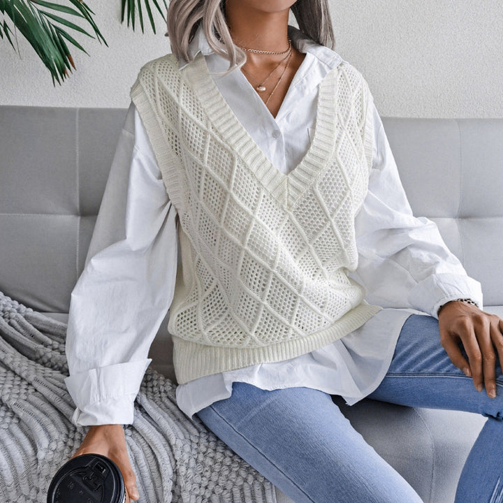 Women Diamond Knit Sweater Vest Artisio