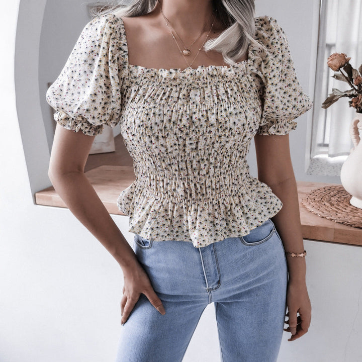 Women Ditsy Puff Sleeve Top Artisio