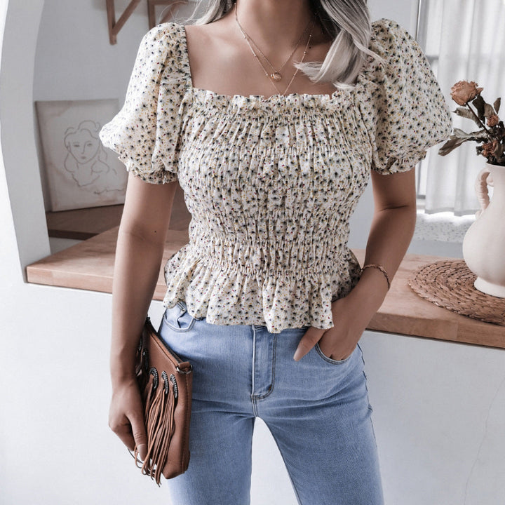 Women Ditsy Puff Sleeve Top Artisio