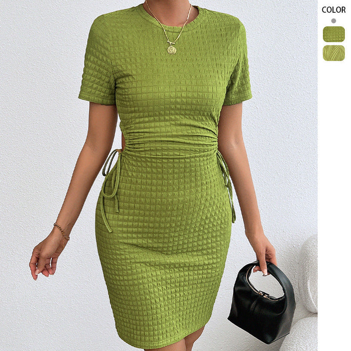 Women Drawstring Shirt Dress Artisio