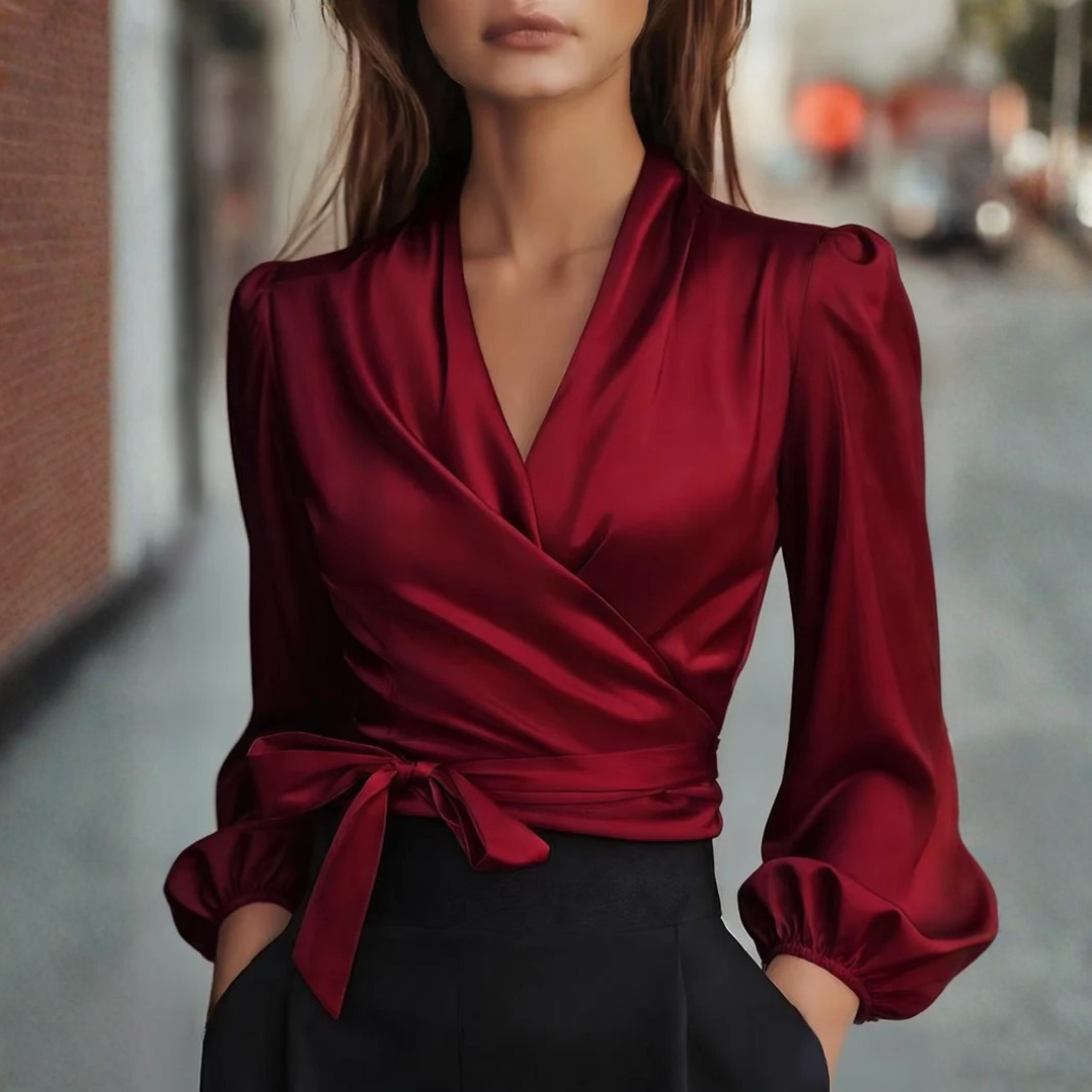 Women Elegant Wrap Blouse Artisio
