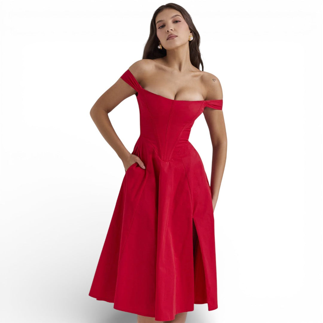 Women Floral Corset Midi Dress Artisio