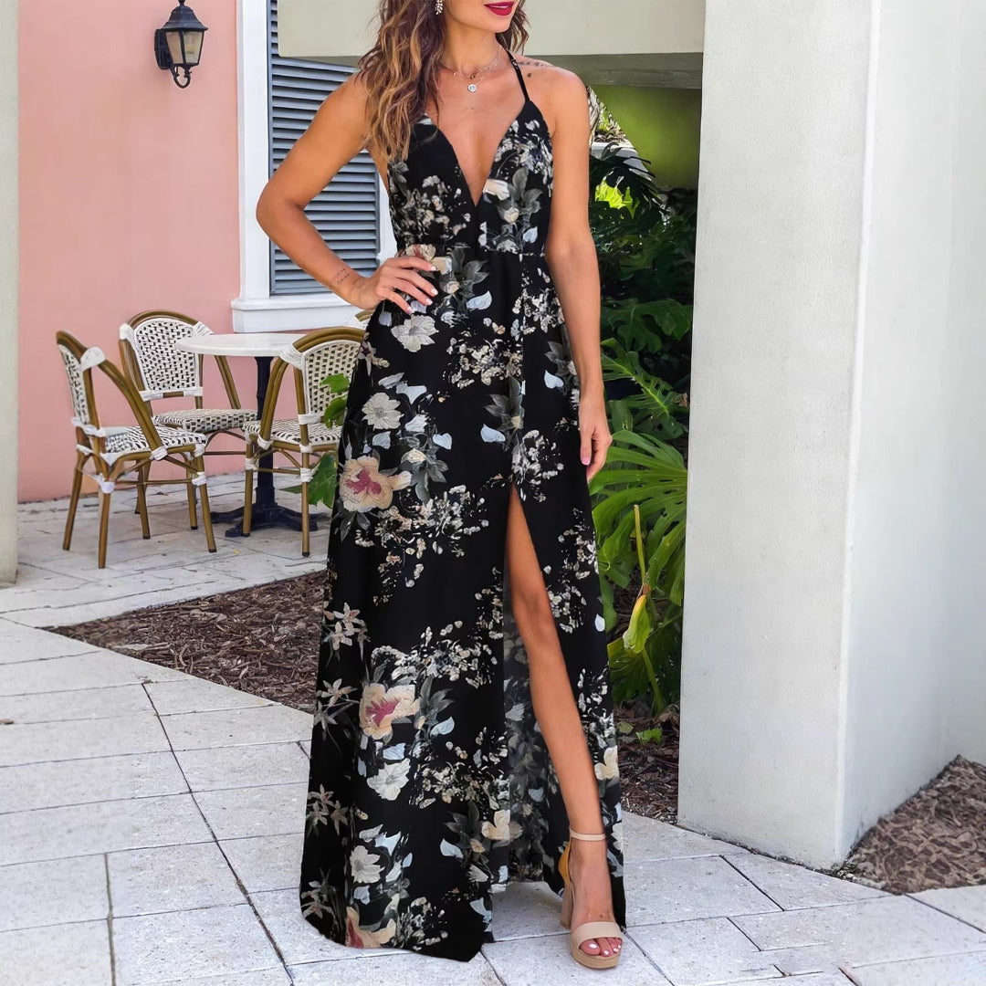 Women Floral Split Maxi Dress Artisio