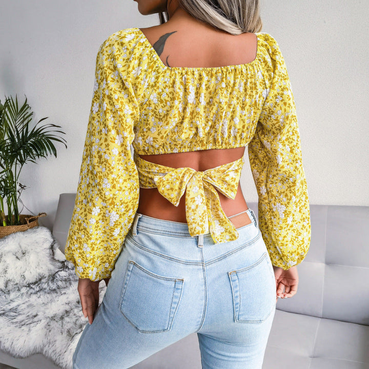 Women Floral Square Neck Top Artisio