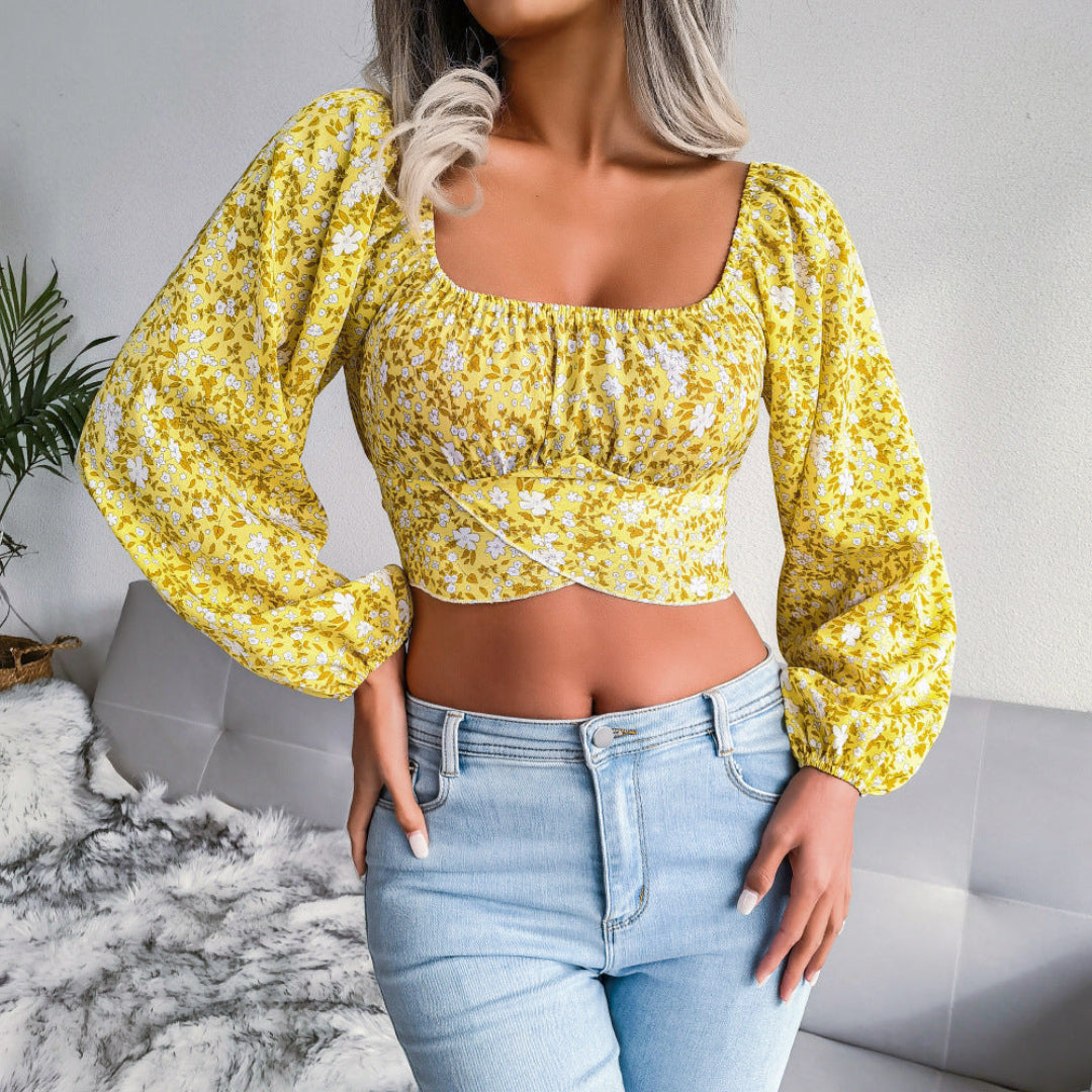 Women Floral Square Neck Top Artisio