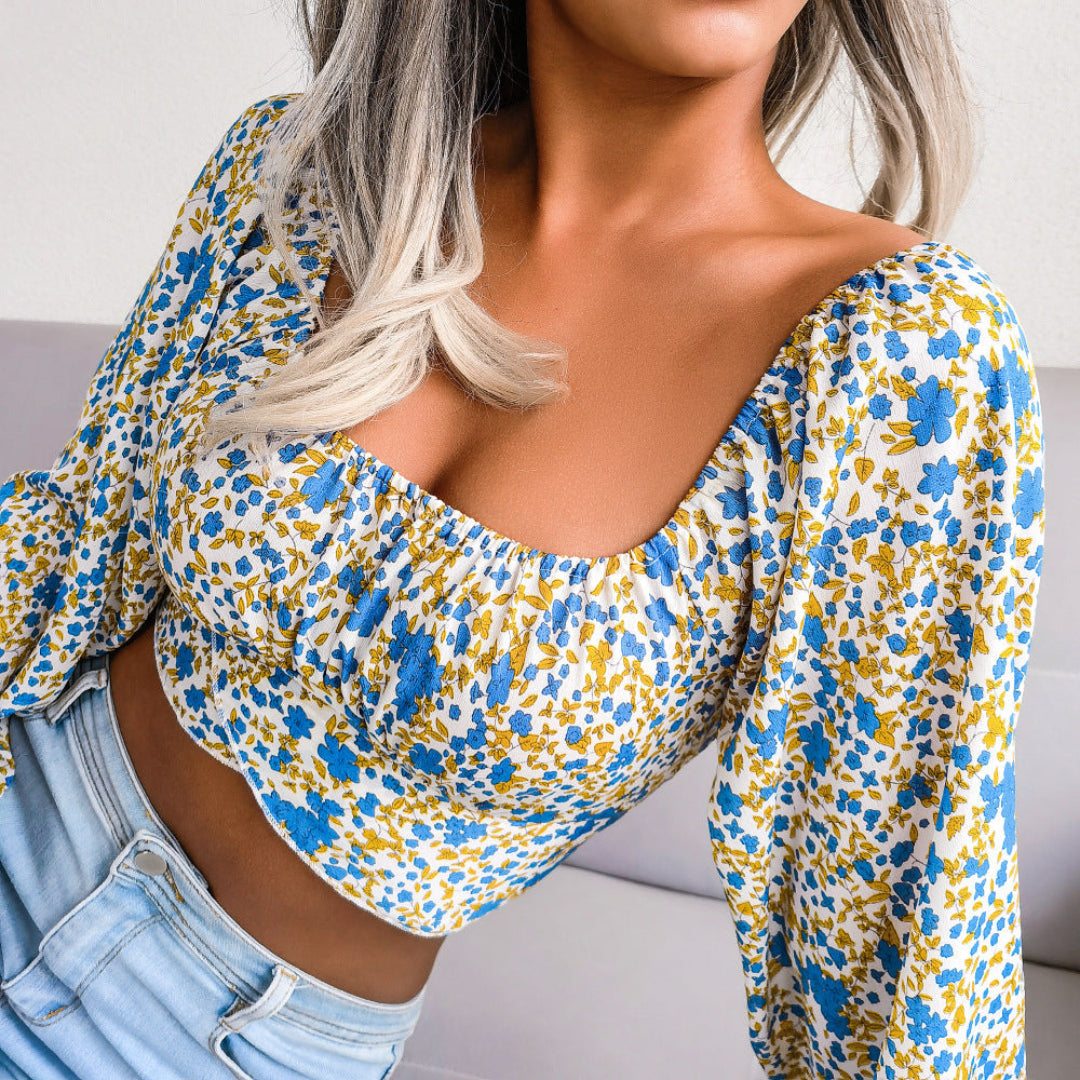 Women Floral Square Neck Top Artisio
