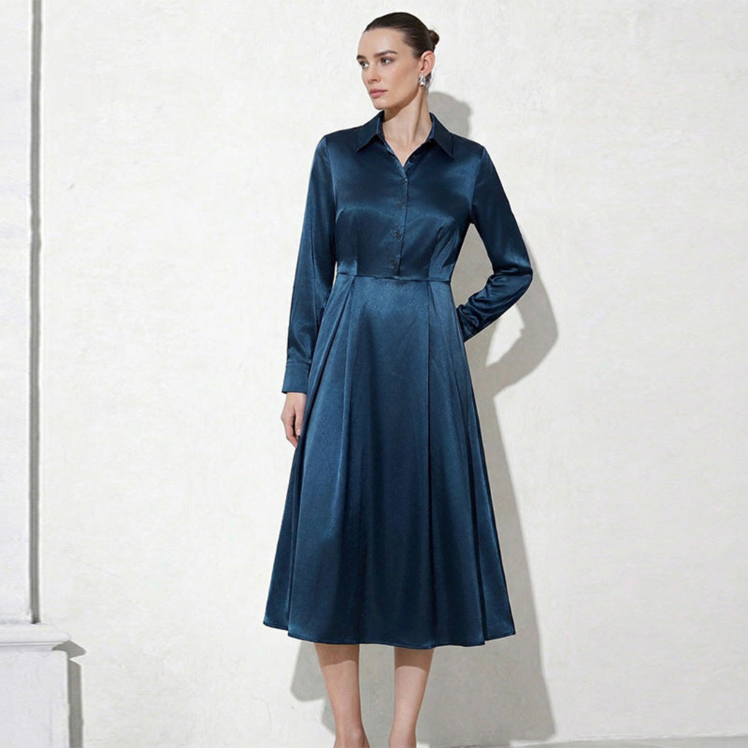 Women Graceful Satin Midi Dress Artisio