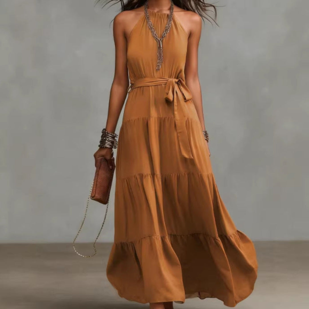 Women Halter Tiered Maxi Dress Artisio