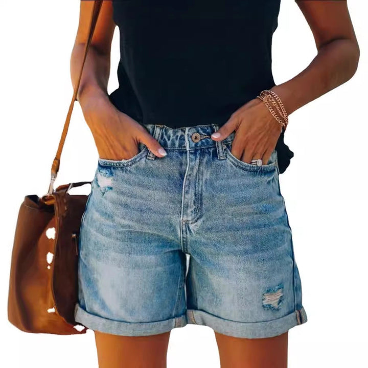 Women High Waist Denim Shorts Artisio