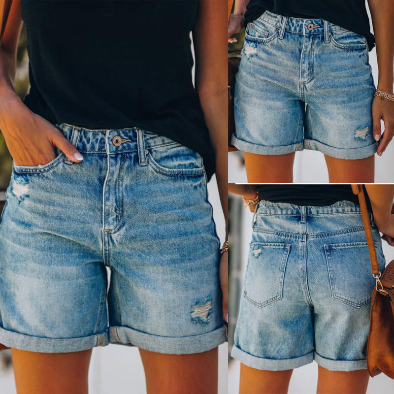 Women High Waist Denim Shorts Artisio