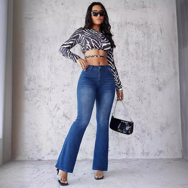 Women High Waist Flare Jeans Artisio