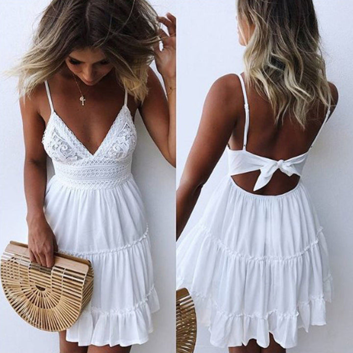 Women Lace Tiered Mini Dress Artisio