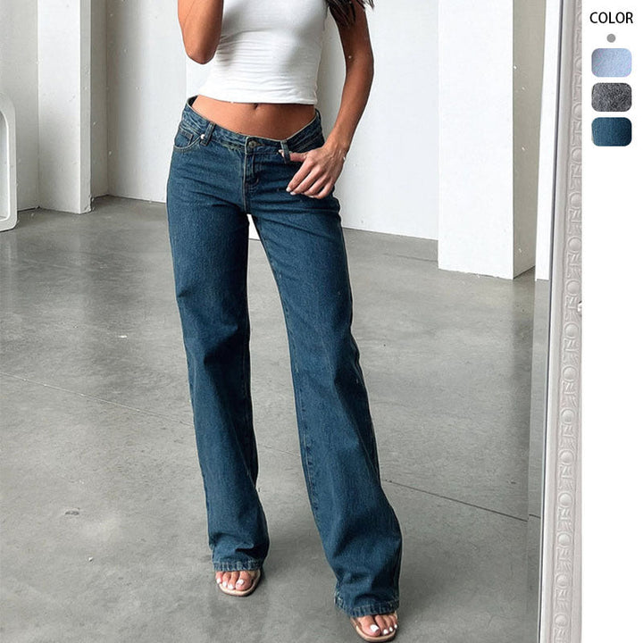 Women Low Rise Straight Leg Jeans Artisio