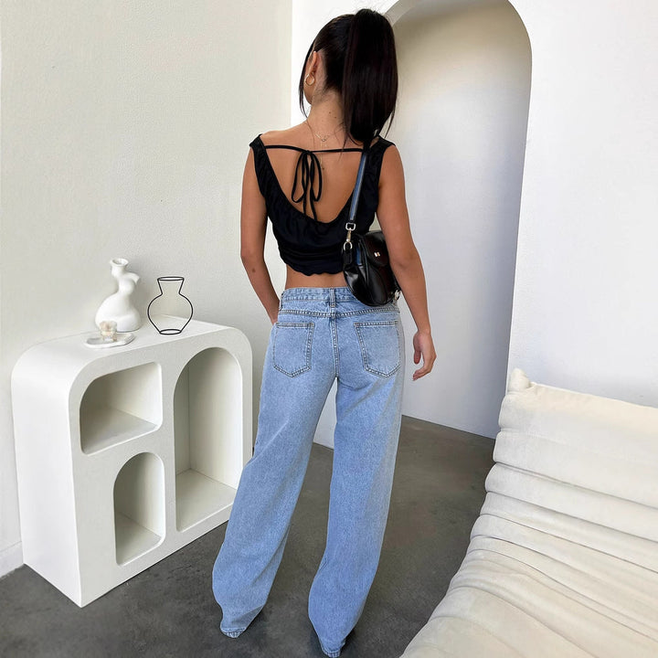 Women Low Rise Straight Leg Jeans Artisio