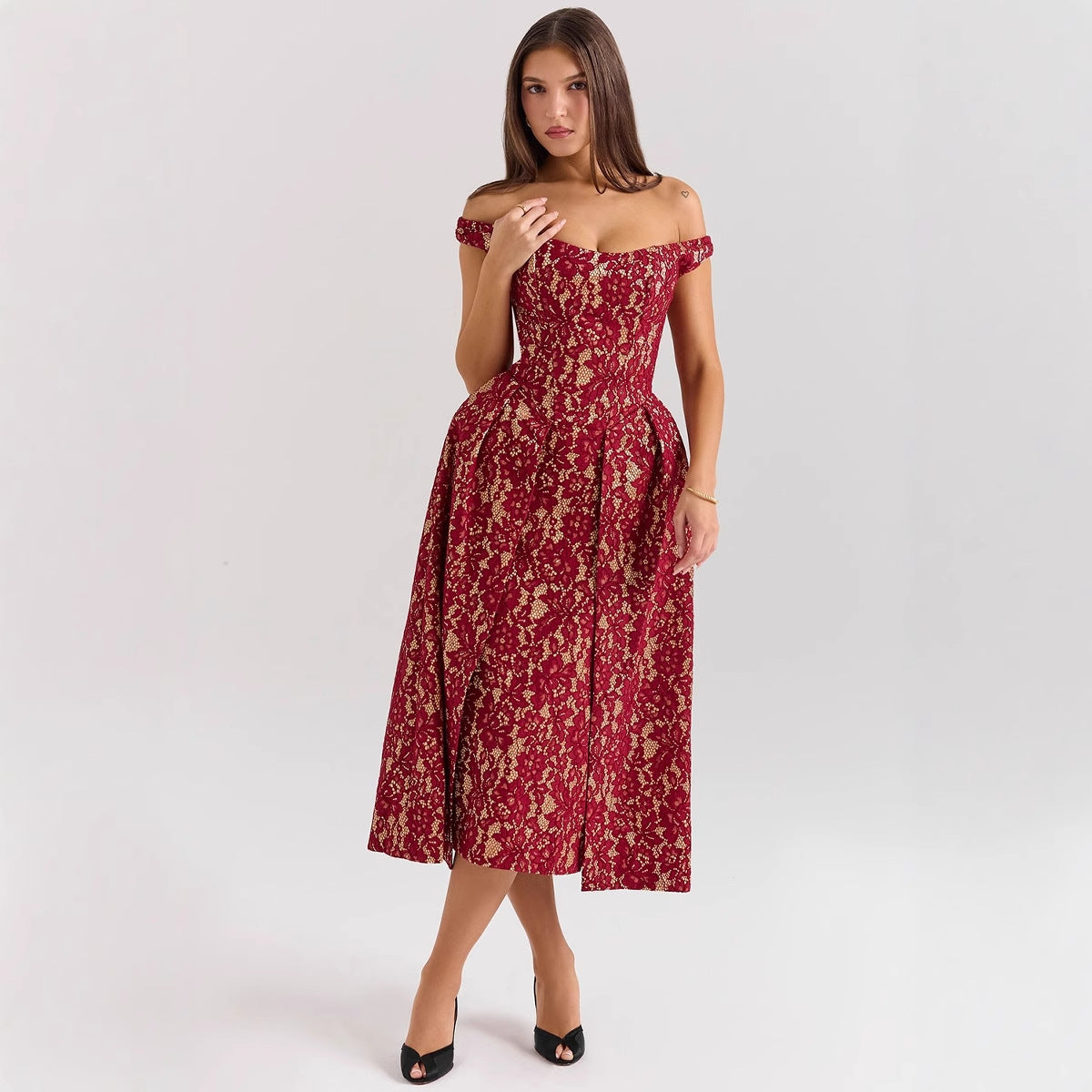 Women Off Shoulder Vintage Dress Artisio