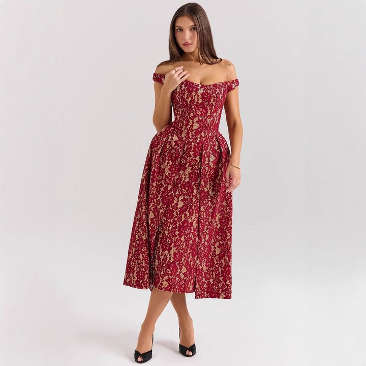 Women Off Shoulder Vintage Dress Artisio
