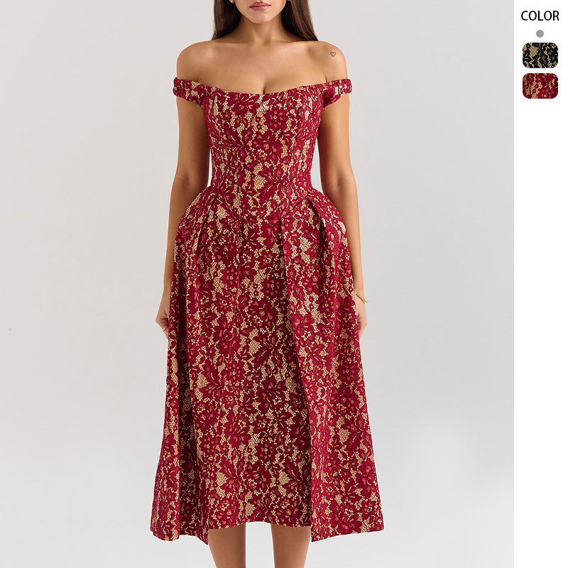 Women Off Shoulder Vintage Dress Artisio