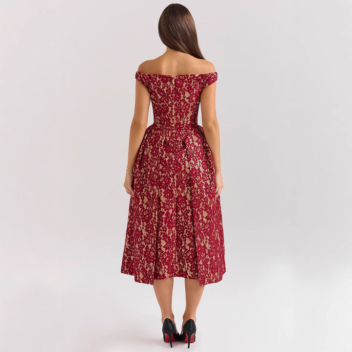 Women Off Shoulder Vintage Dress Artisio