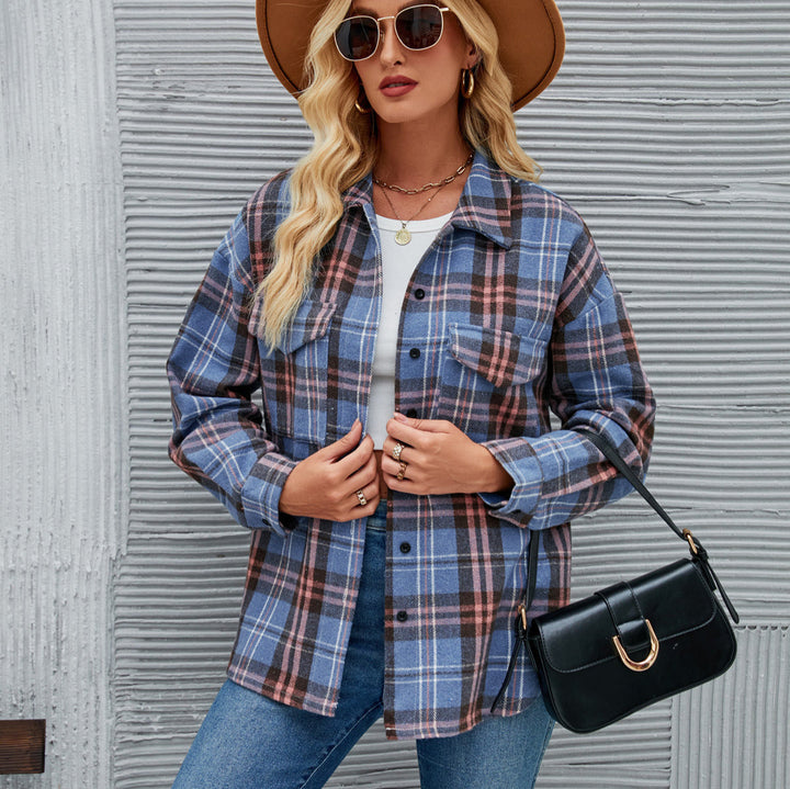 Women Oversized Plaid Overshirt Artisio