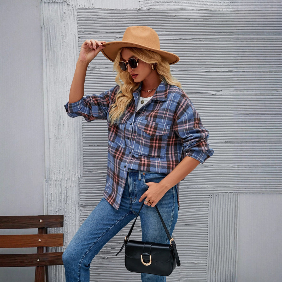 Women Oversized Plaid Overshirt Artisio