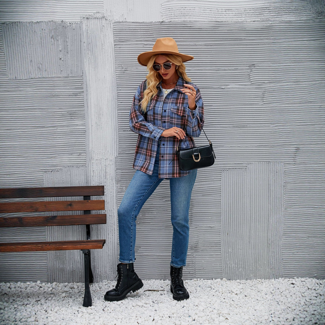 Women Oversized Plaid Overshirt Artisio
