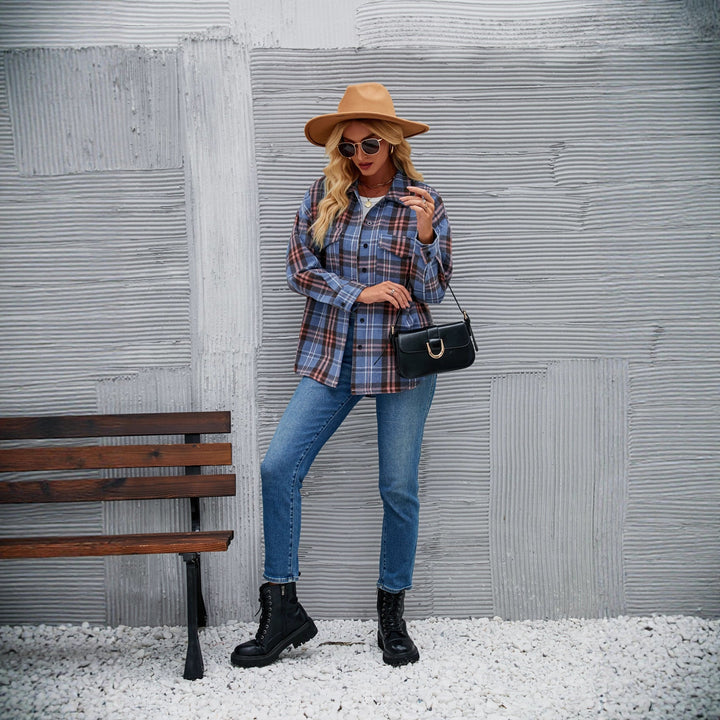 Women Oversized Plaid Overshirt Artisio