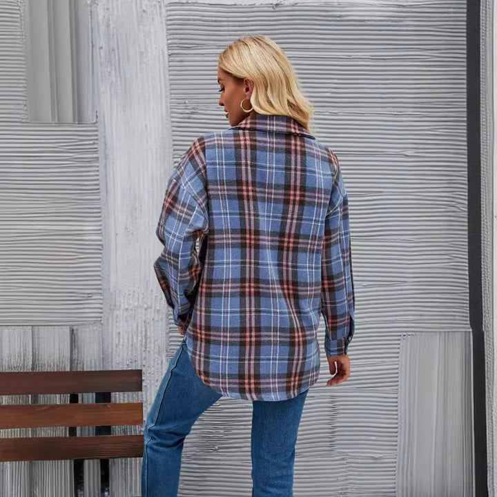 Women Oversized Plaid Overshirt Artisio