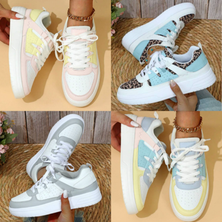 Women Pastel Color Block Sneakers Artisio