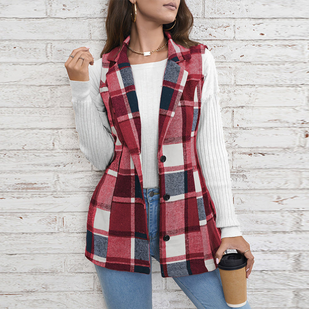 Women Plaid Vest Artisio
