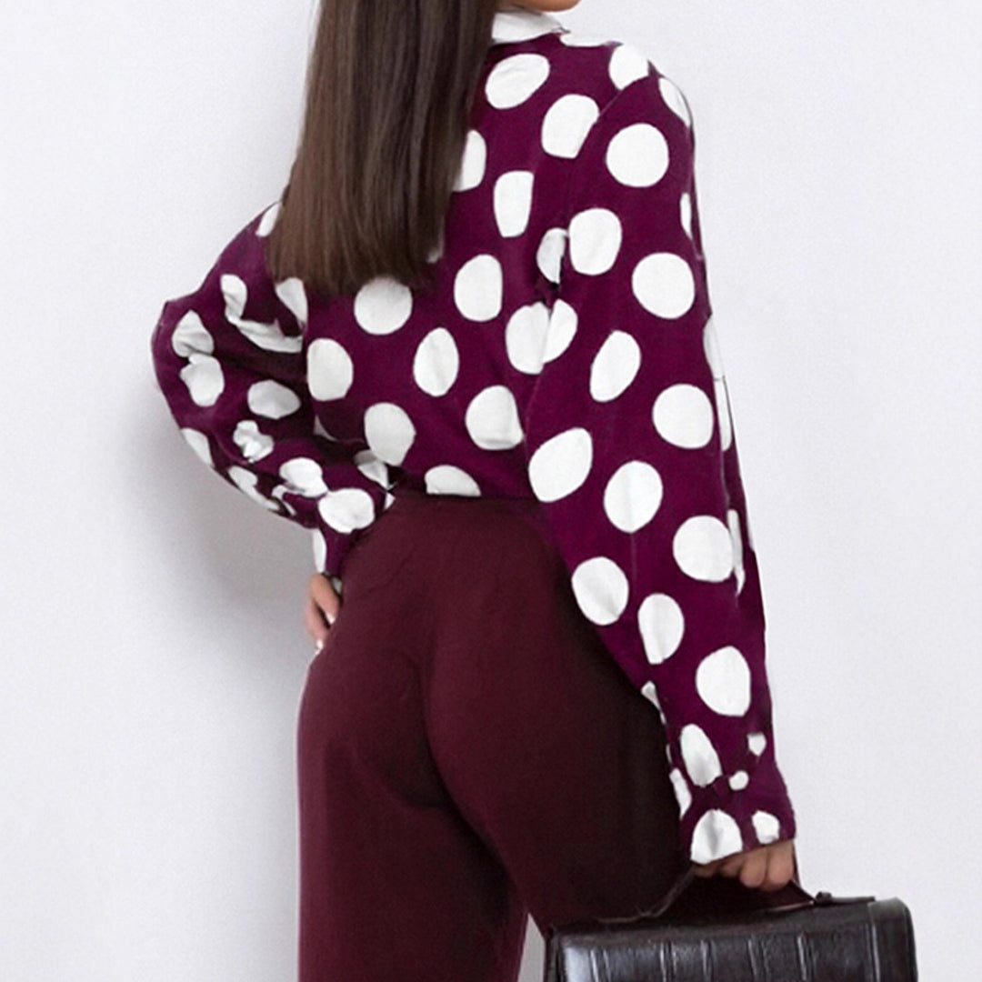 Women Polka Dot Bow Blouse Artisio