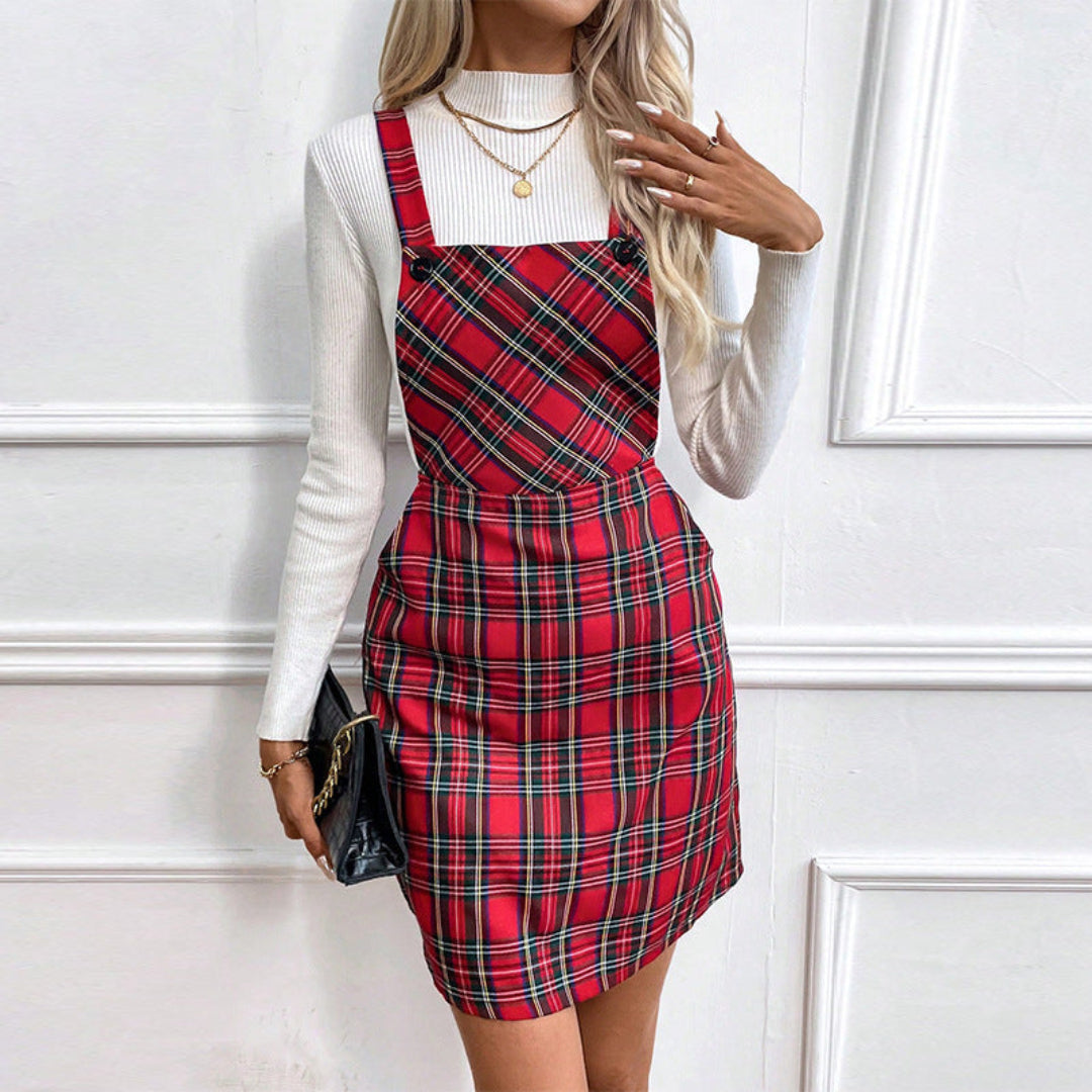 Women Preppy Plaid Dress Artisio