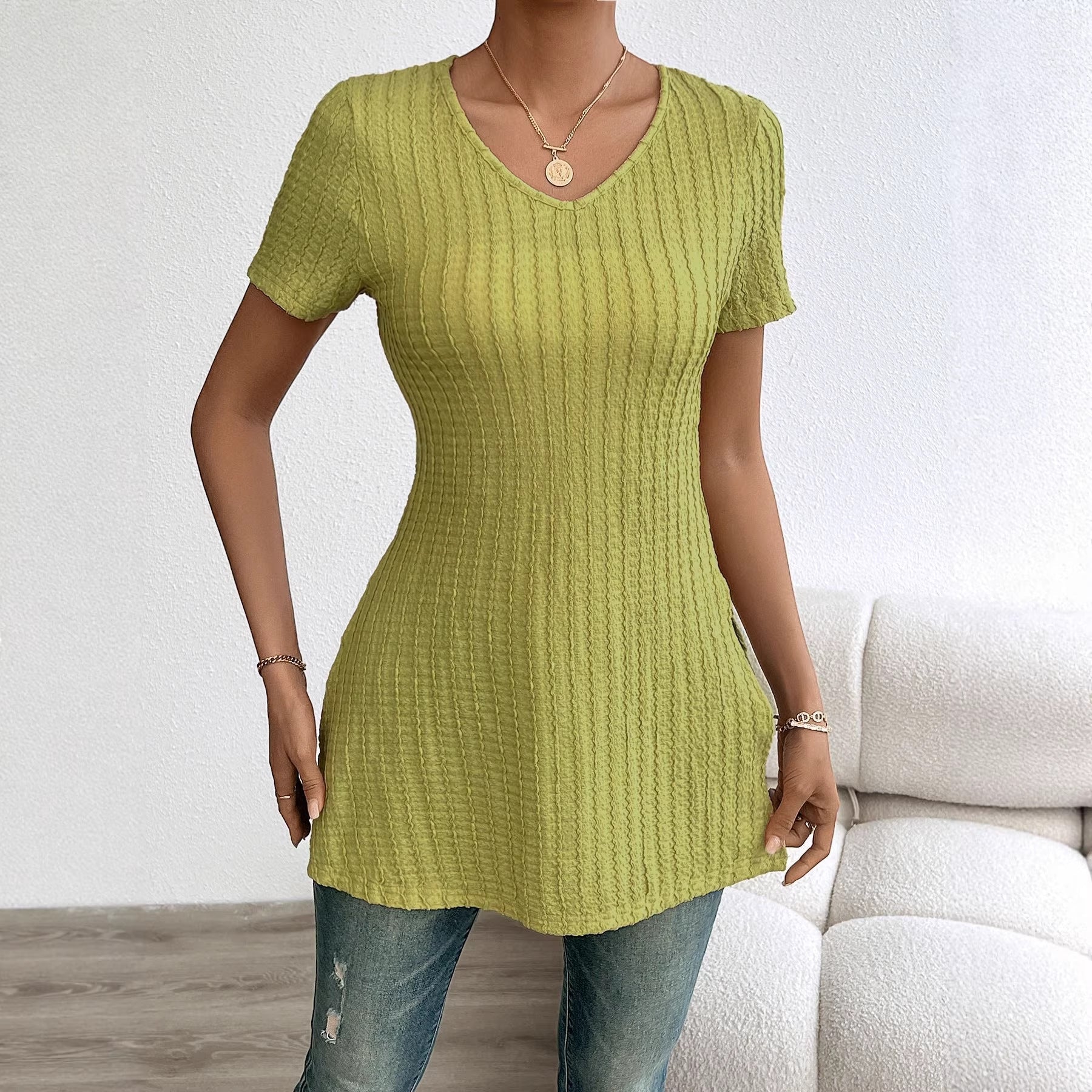 Women Ribbed Slim Fit Tunic Top Artisio