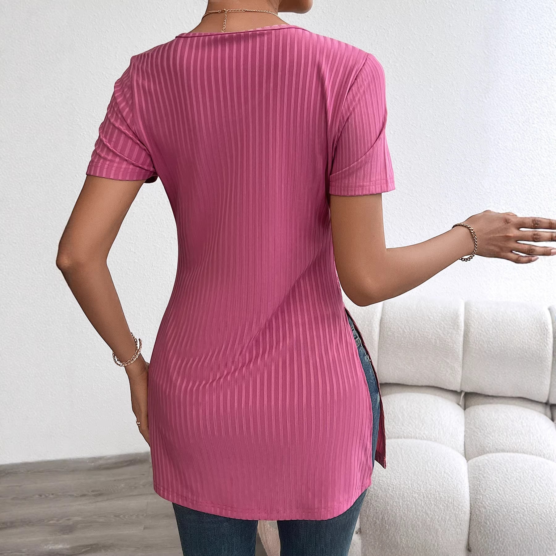 Women Ribbed Slim Fit Tunic Top Artisio