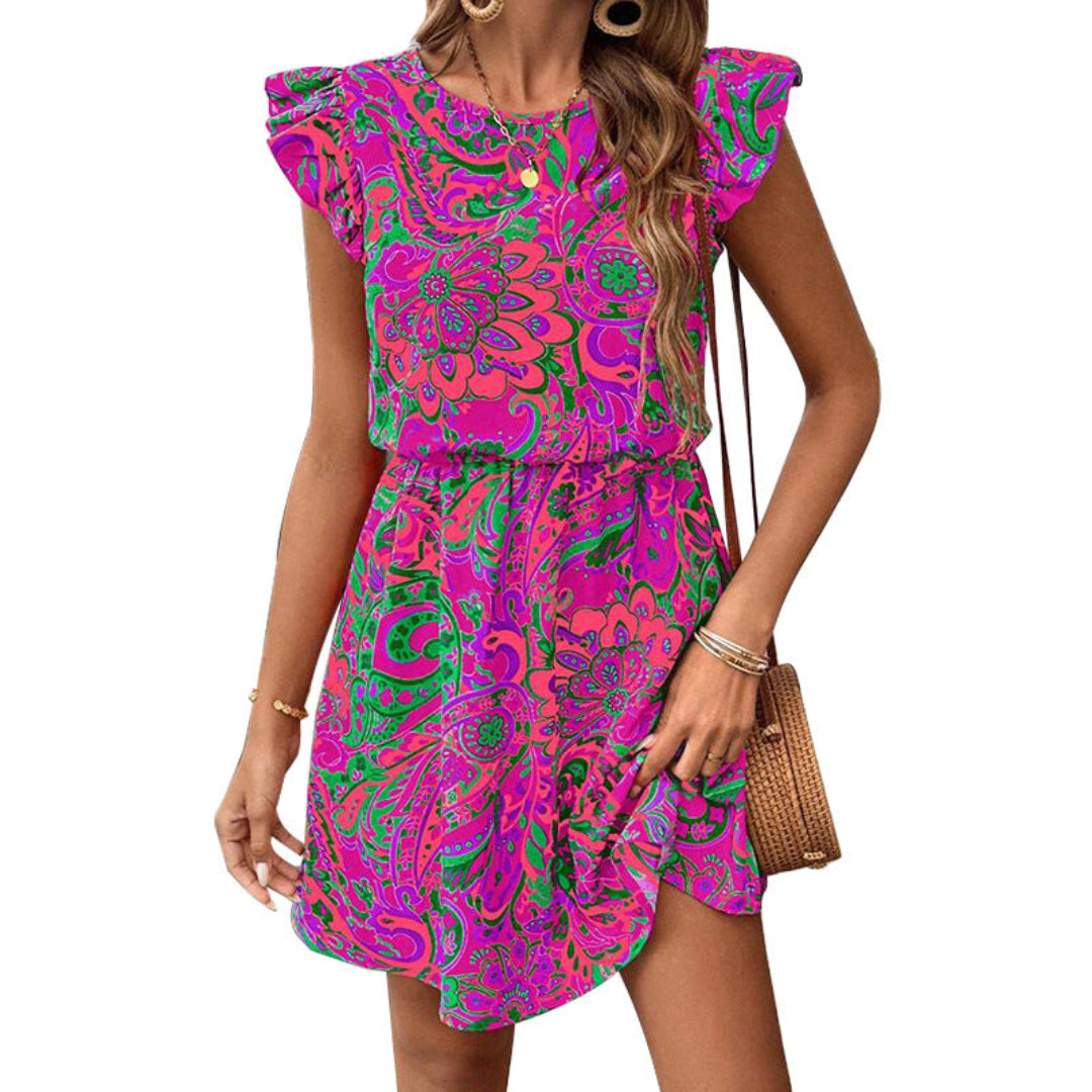 Women Ruffle Paisley Dress Artisio