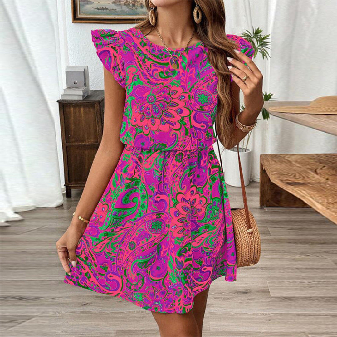 Women Ruffle Paisley Dress Artisio