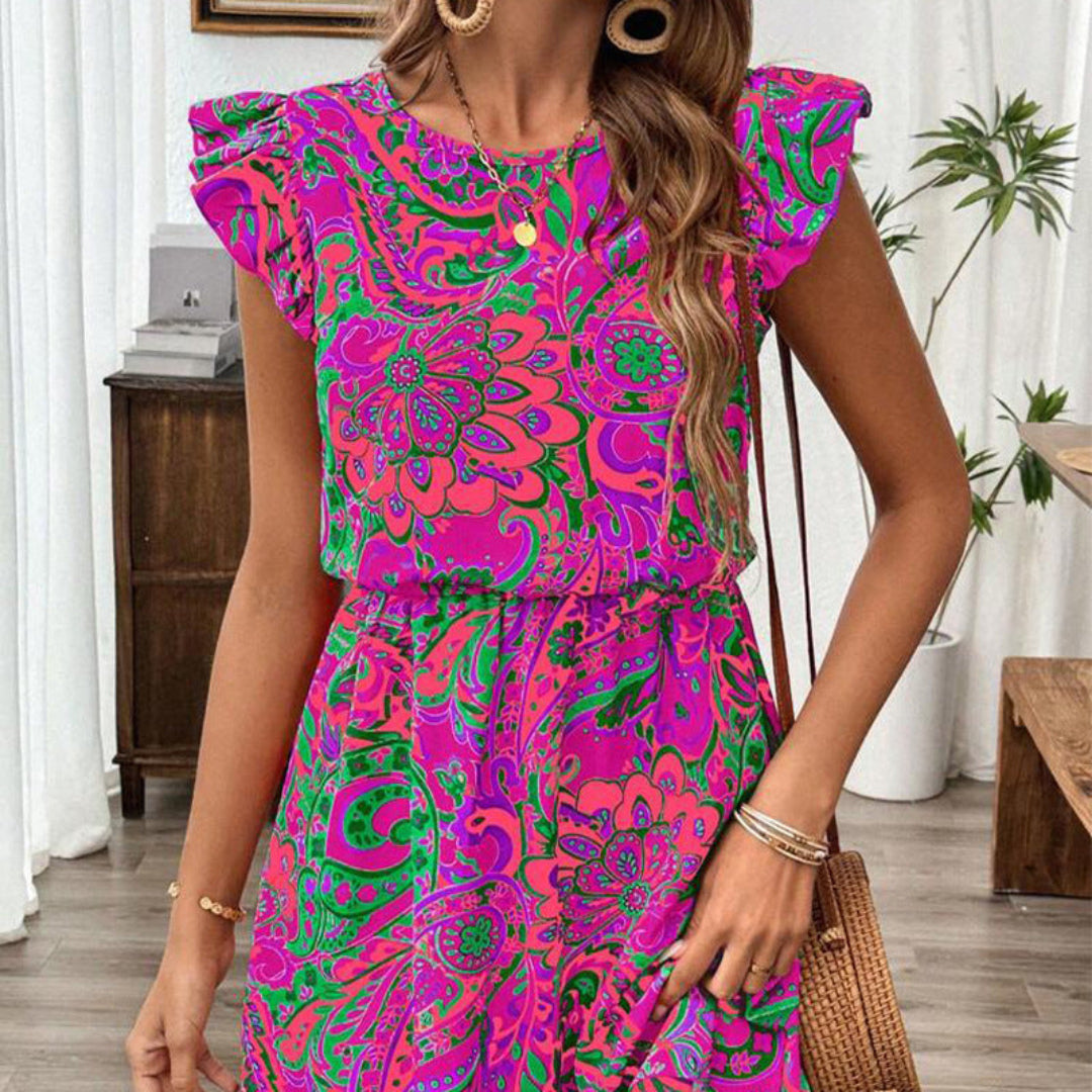 Women Ruffle Paisley Dress Artisio