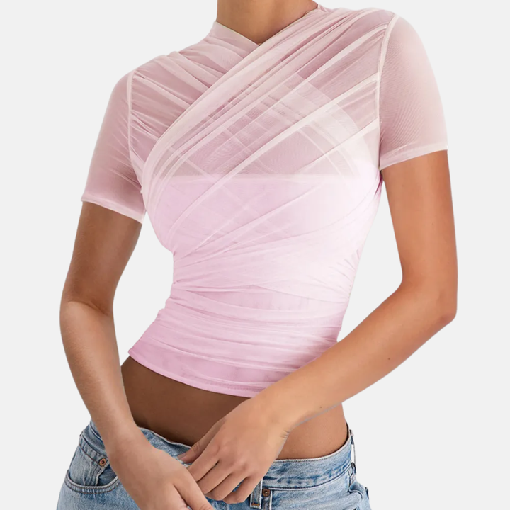 Women Sheer Criss-Cross Top Artisio