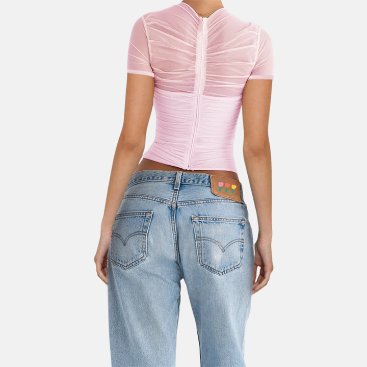Women Sheer Criss-Cross Top Artisio