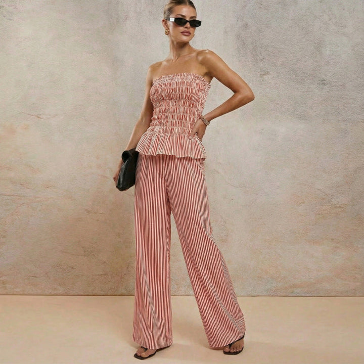 Women Smocked Strapless Jumpsuit Artisio