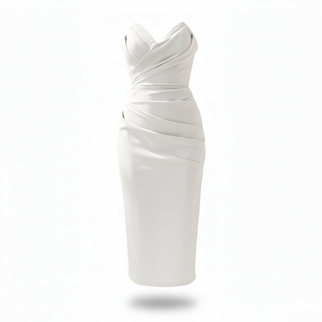 Women Strapless Bodycon Midi Dress Artisio