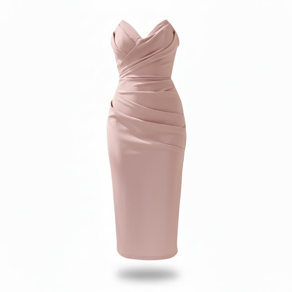 Women Strapless Bodycon Midi Dress Artisio