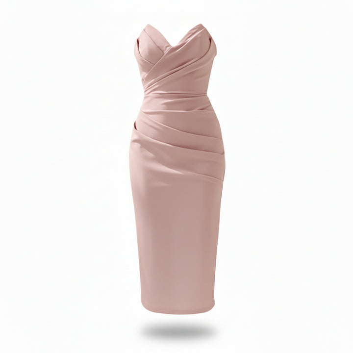 Women Strapless Bodycon Midi Dress Artisio