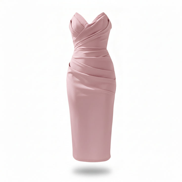 Women Strapless Bodycon Midi Dress Artisio