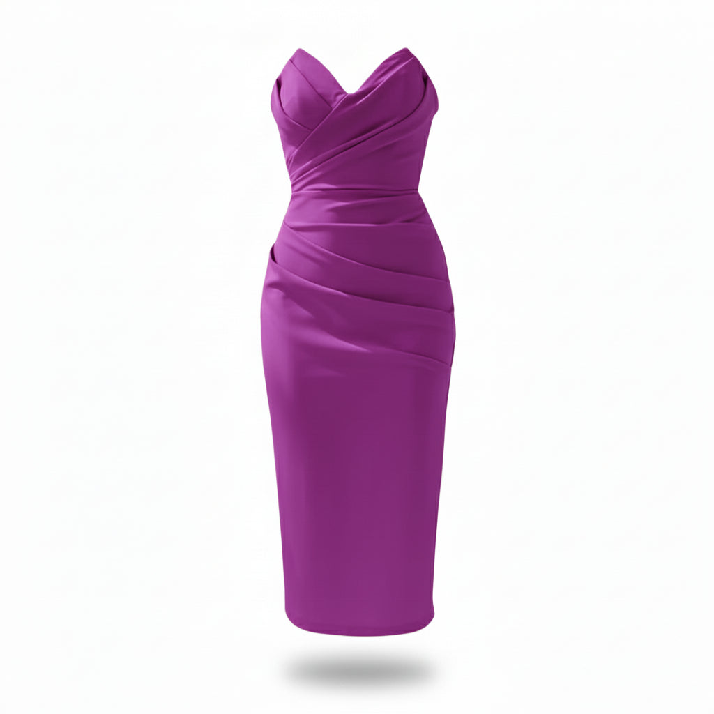 Women Strapless Bodycon Midi Dress Artisio